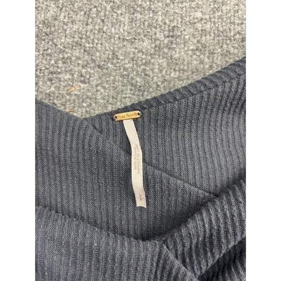 Free People Shirt Womens XS Gray Ribbed Off Shoulder Long Sleeve Stretch Top - Picture 2 of 6